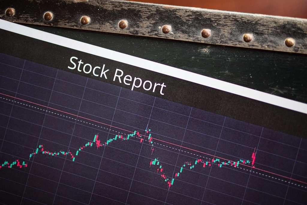 Detailed view of a stock report displaying a market performance graph with data trends.
